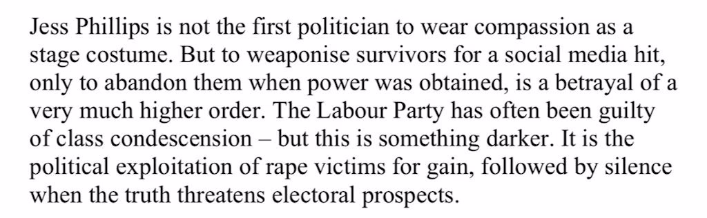 Jess Phillips betrayal, extract from cllr and barrister Joe Rich